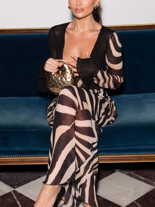 Florian Rochas | V Neck Zebra Print Party Dress
